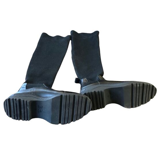 Zara Chunky Knee High Sock Boots, Size 36 Black - Picture 4 of 6